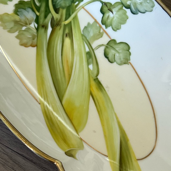 Vintage Ceramic Serving Plate Dish with Celery Design by Nippon Japan - Picture 4 of 9